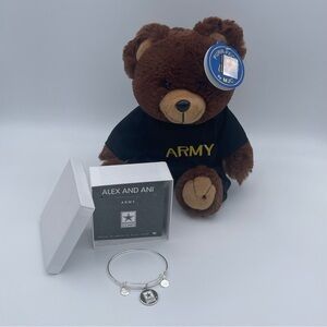 US Army Bear Plush & Alex‎ and Ani Bracelet Gift Set Military Gift